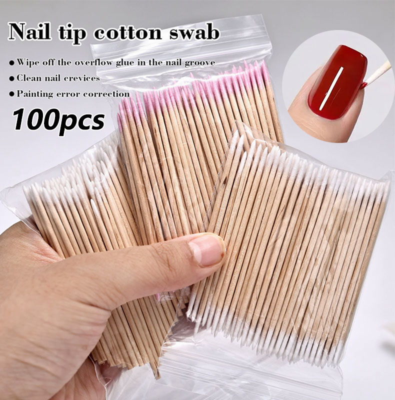 Contour Palette Stick - 100Pcs Nails Wood Swab Clean Sticks